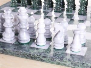 16" Marble Green and White Chess Set