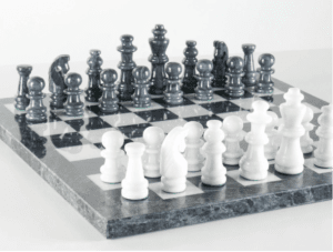 16" Black and White Marble Chess Set